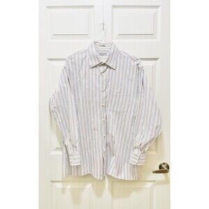 George Machado Men's Shirt Button Long Sleeve Size XL 17 Finest Cotton Stripes